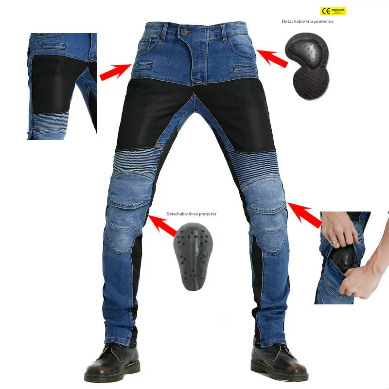 

Motorcycle Riding Jeans Anti-drop Motorcycle Rider Pants Racing Pants Summer Mesh Trousers with CE Protective Gear PK-719
