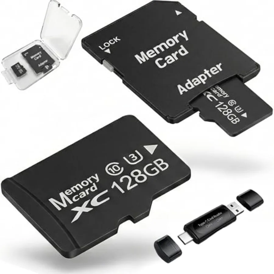 

128GB 2-Pack MicroSDXC Cards A1 U3 V30 SD Adapter USB Reader High Endurance TF Card Dash Cam Security Camera 4K