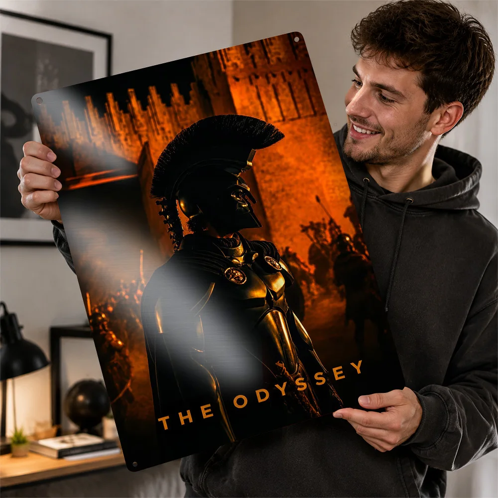 The Odyssey Spartan Warrior 3D Texture Metal Poster Customized Wall Art Tin Sign Gift for Mancave Decor Room Funny Signs Home