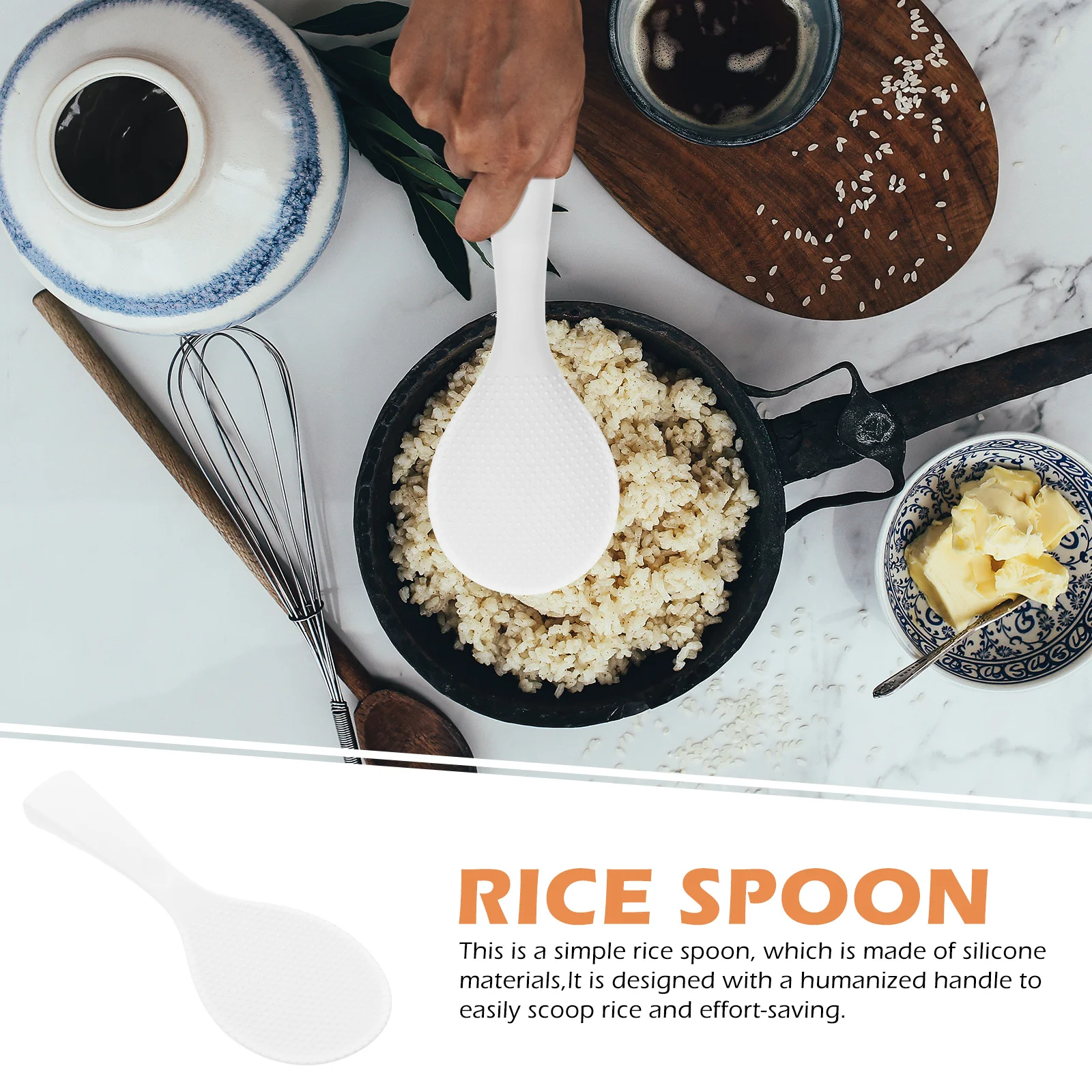 

Vertical Rice Scoop Silicone Material Smooth Surface Effort-Saving Handle Practical for Kitchen Use Practical Rice Spoon