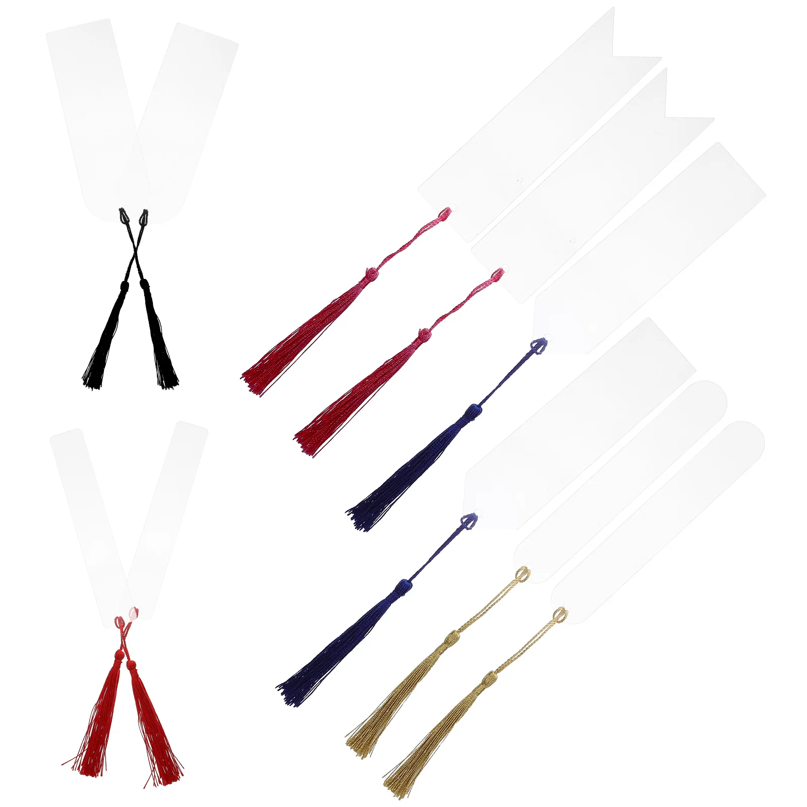 

1 set Acrylic Bookmark Blank Clear Page Marker Tassels Pendant Bookmarks Set 10Acrylic5Colors Hanging Decor Gift