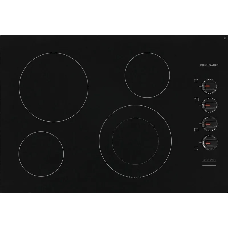 30 Inch Electric Smoothtop Style Cooktop with 4 Elements in Black, 240 Volts, 1800W Drop-In Glass Ceramic Cooktop