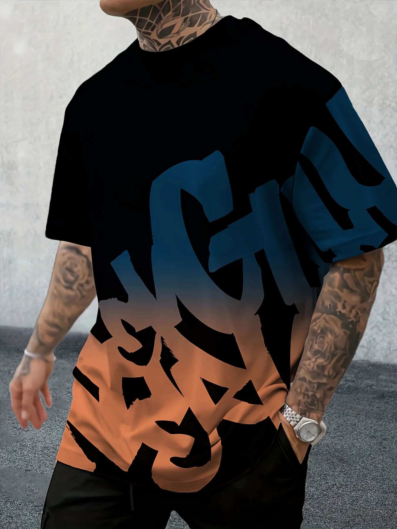 2025 New Summer Personalized Letter Printed Comfortable and Breathable Round Neck T-shirt Outdoor High Street Top