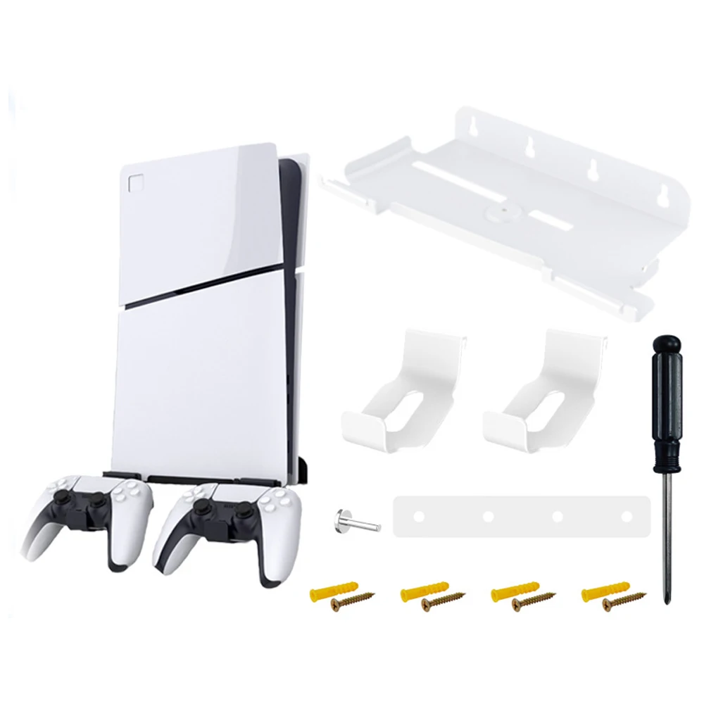 REMANK P5 Slim Wall-Mounted Dual Controller Holder for Video Game Consoles Digital And Disc Edition Base Stand Accessory