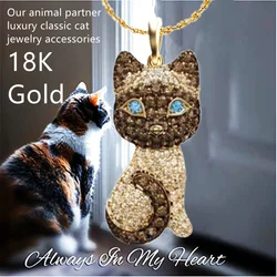 Fashion Gold-plated Zircon Cat Necklace Lovely Animal Jewelry Luxury Cat Pendant Necklaces for Women Birthday Anniversary Gift