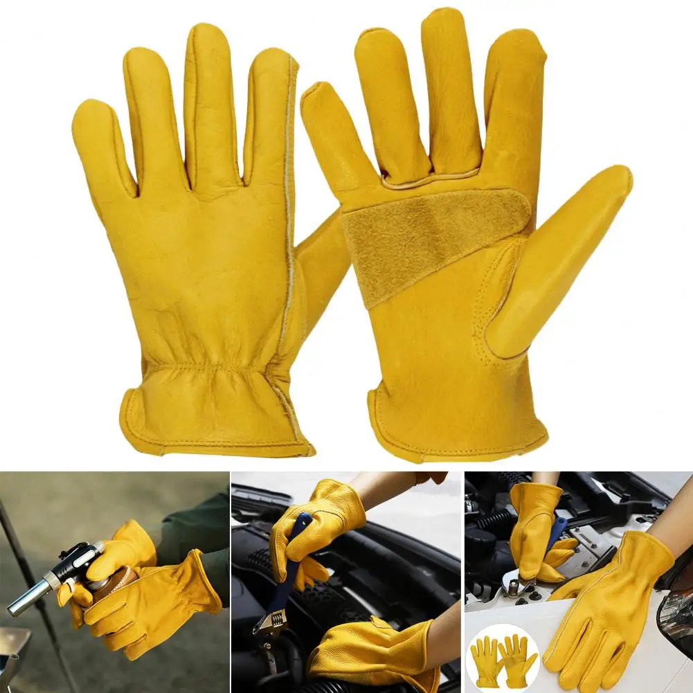 Working Gloves Faux Leather Work Gloves Waterproof Anti-slip Hand Protectors Thick Durable Gardening Yardwork Safety for Men