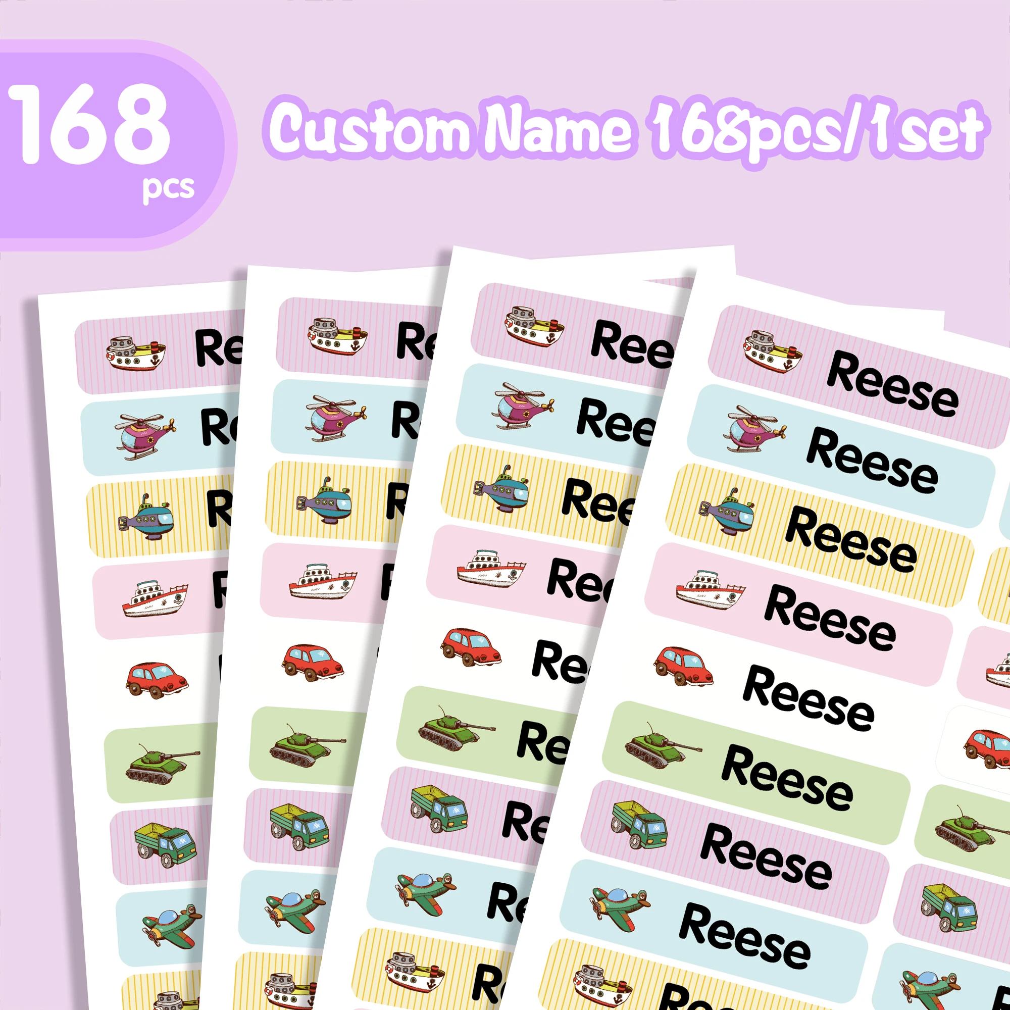 126/168pcs Transport Customized Name Stickers Name Tag Customized Tag Textbook Label Pencil Stickers School Supplies