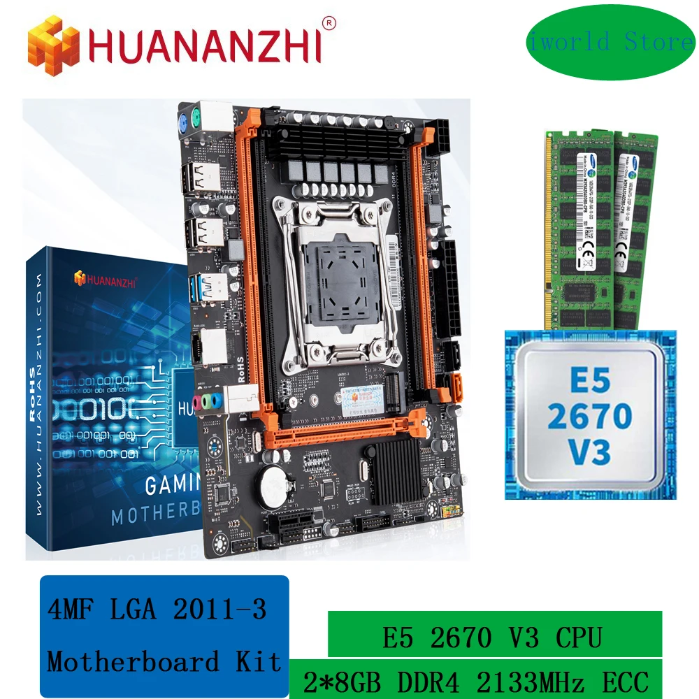 Kit de placa base x99 xeon HUANANZHI 4MF LGA 2011 v3, memoria ddr4 2133MHz, 16GB(2x8GB), RECC y E5 2670 V3, procesador combo NVME