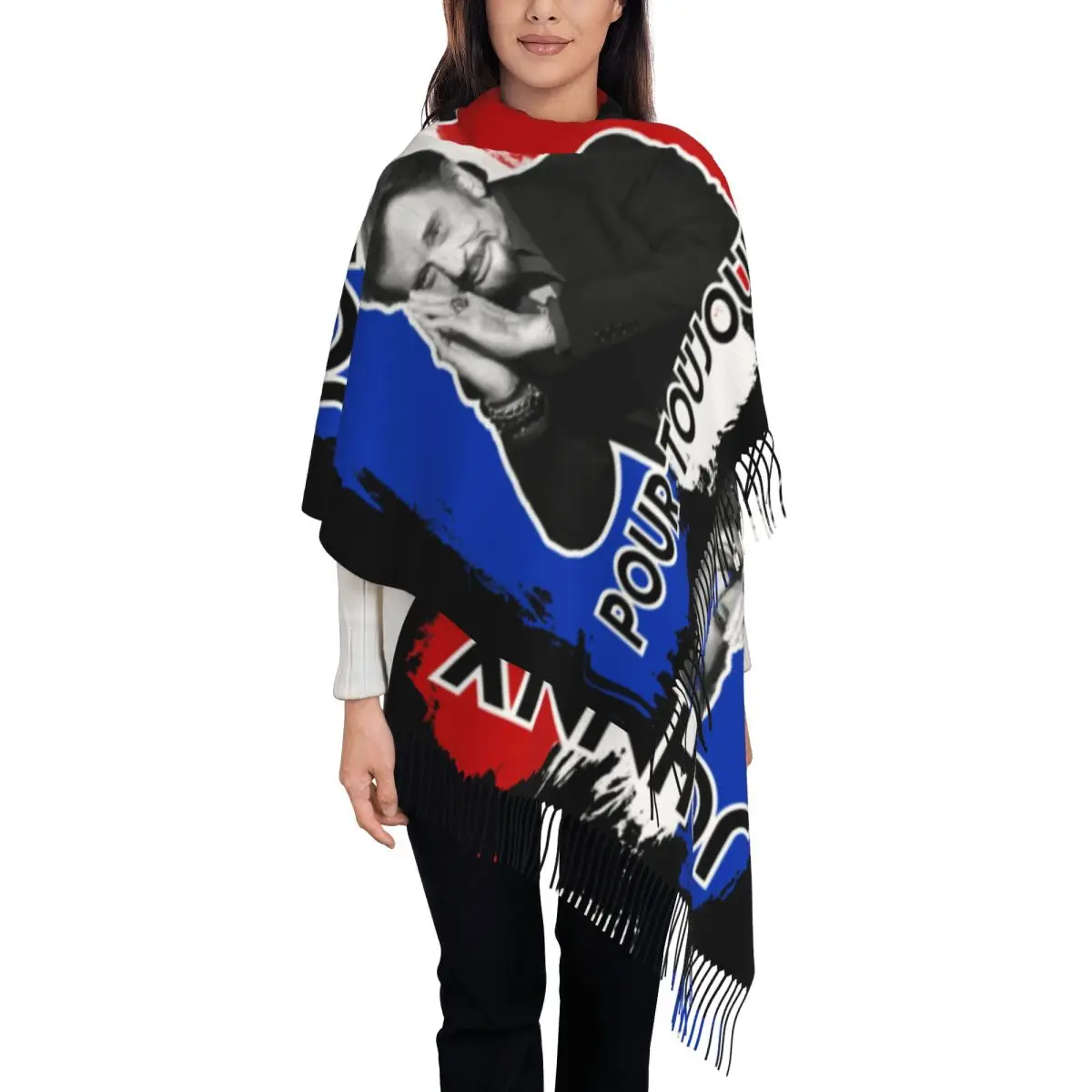 Johnny Hallyday Forever Scarf for Womens Warm Winter Shawls and Wrap Rock Music Long Shawl Scarf for Daily Wear