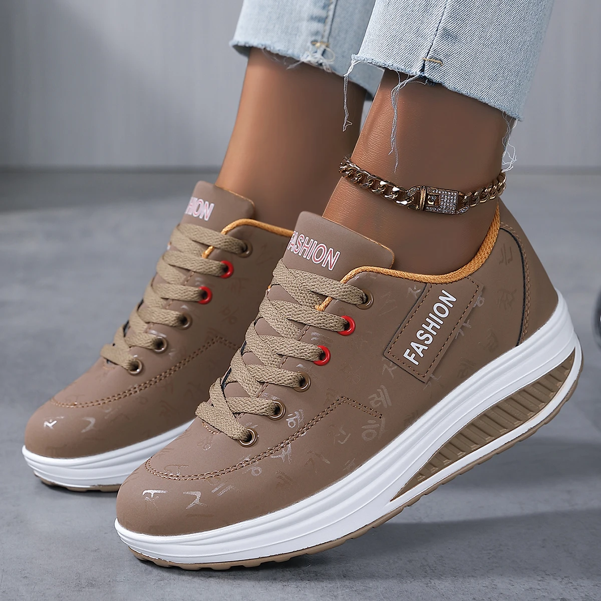 Women's Fashion Leather Casual Shoes, Waterproof Lightweight Versatile Must-Have Running Shoes for Daily Outings
