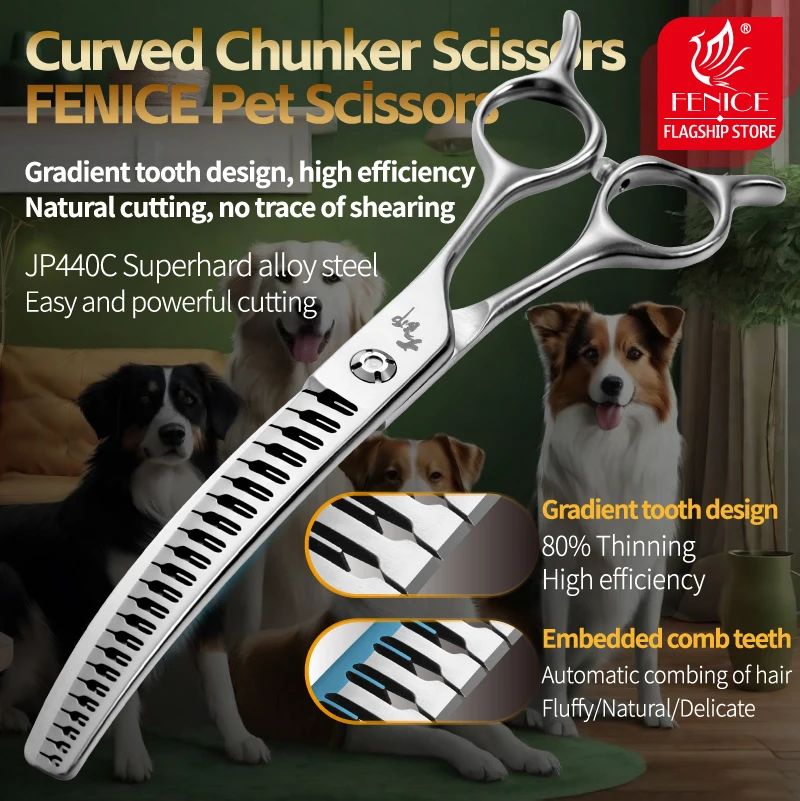 

Fenice Master Series 7Inch Trimming Dog Hair Clipper Beauty Grooming Scissors Curved Natural Chunker Shears Pet Scissor 80% Rate