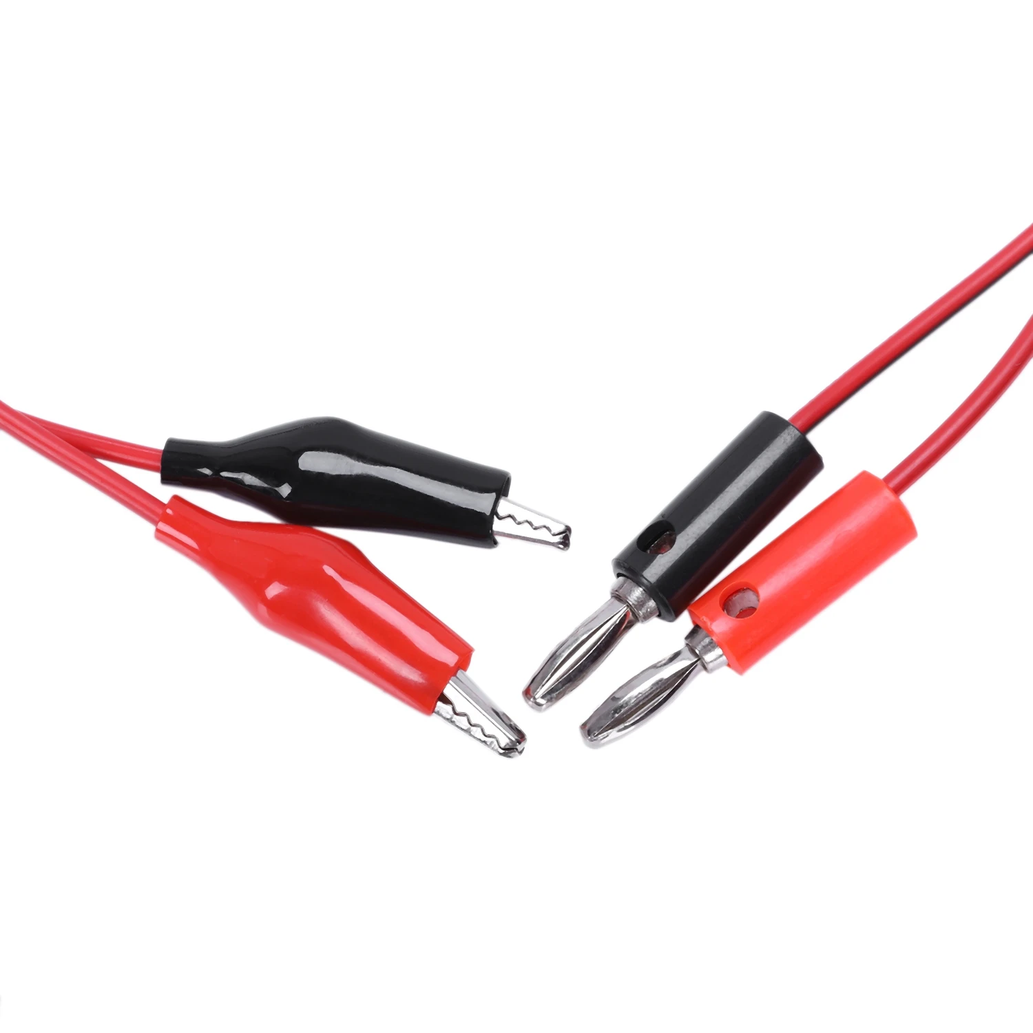 B59ADual Crocodile Clips Banana Plug Male to 2 test leads Black and red cable