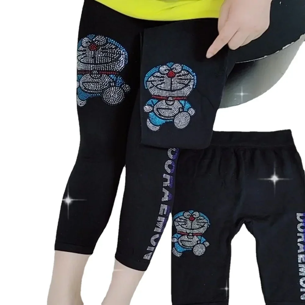 High-Waist Diamond Cropped Pants Cartoon Rhinestone Leggins Perfect Gift for Girls - Women's Leggings Thin Large Size Slimming 1