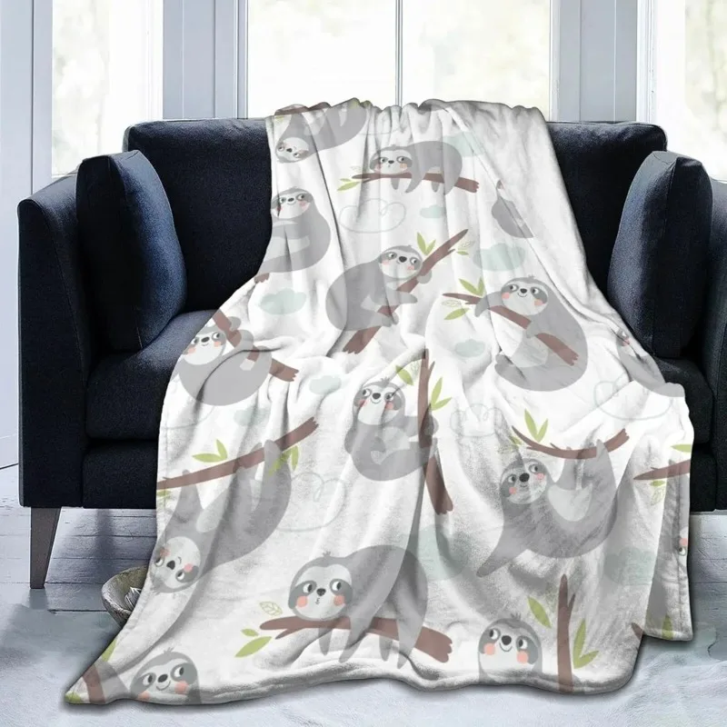 

Lovely Sloth PatternThrow Blanket Bedding Super Soft Warm Flannel Blankets for Kids Adults Bedroom Living Room Sofa 150x200cm