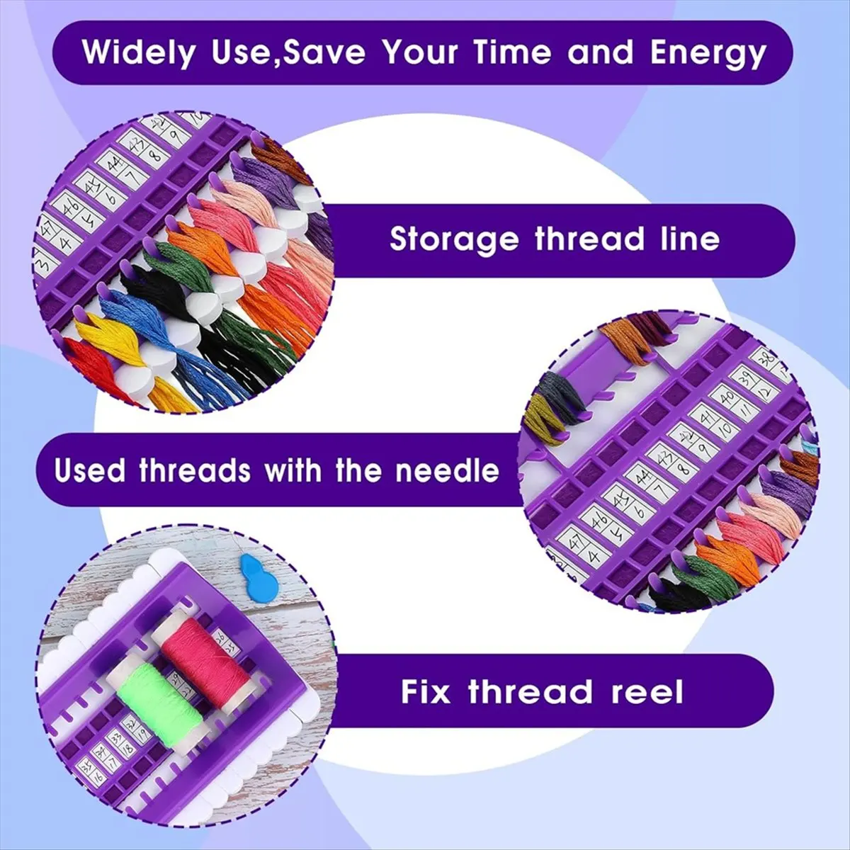 A74U 50 Positions Floss Organizer for Embroidery Floss Storage, Plastic Sewing Thread Organizer Embroidery Thread Holder