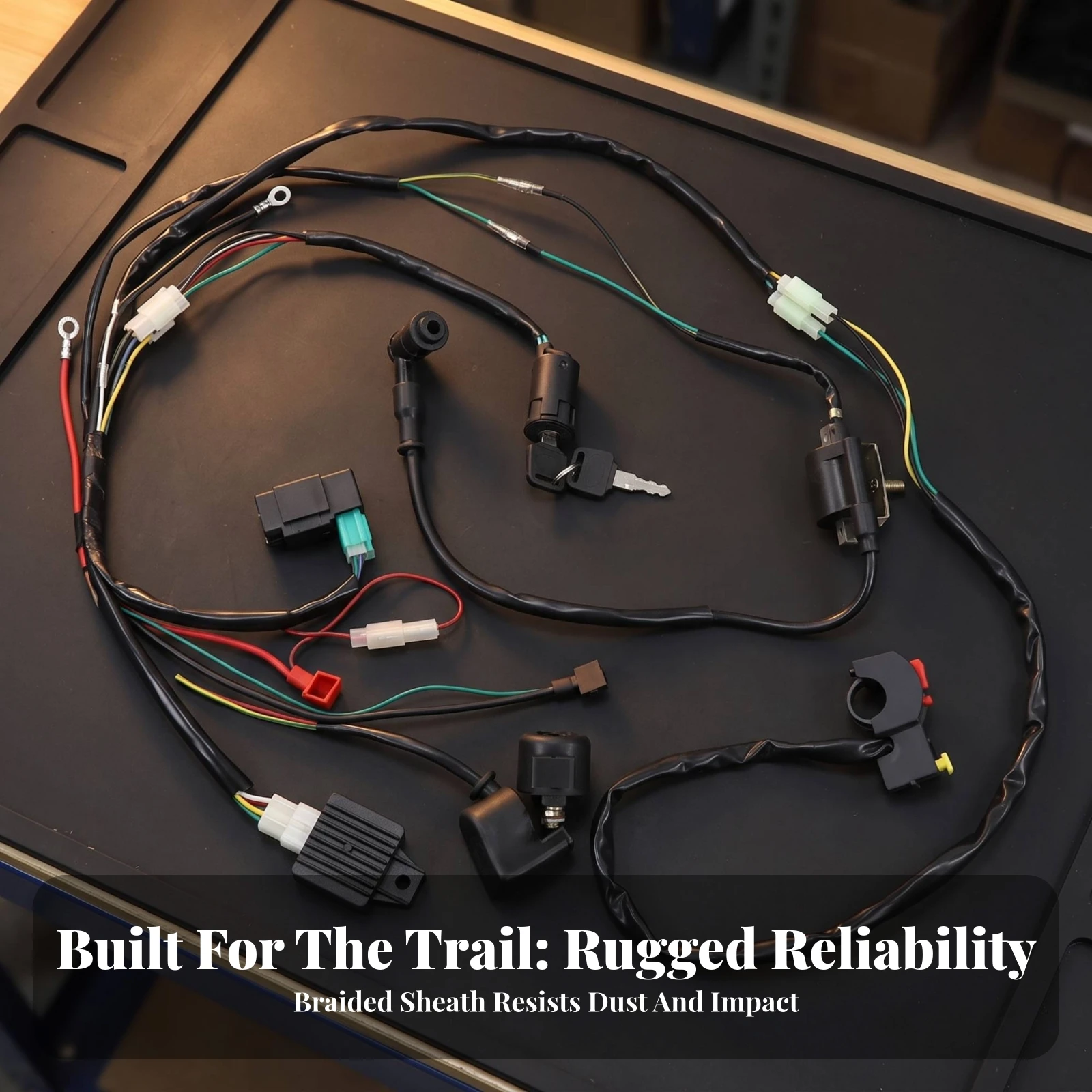 Complete Wiring Harness Kit Prewired Wiring Harness with Ignition Switch Electrics Wire Loom Assembly Preassembled Full