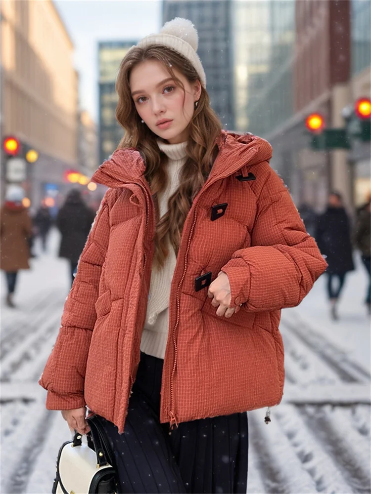 Cute Woman Down Coat Winter Short Jacket 2024 New Design Thick Hooded Zipper Thicken Coat Stylish Woman Winter Padded Clothes