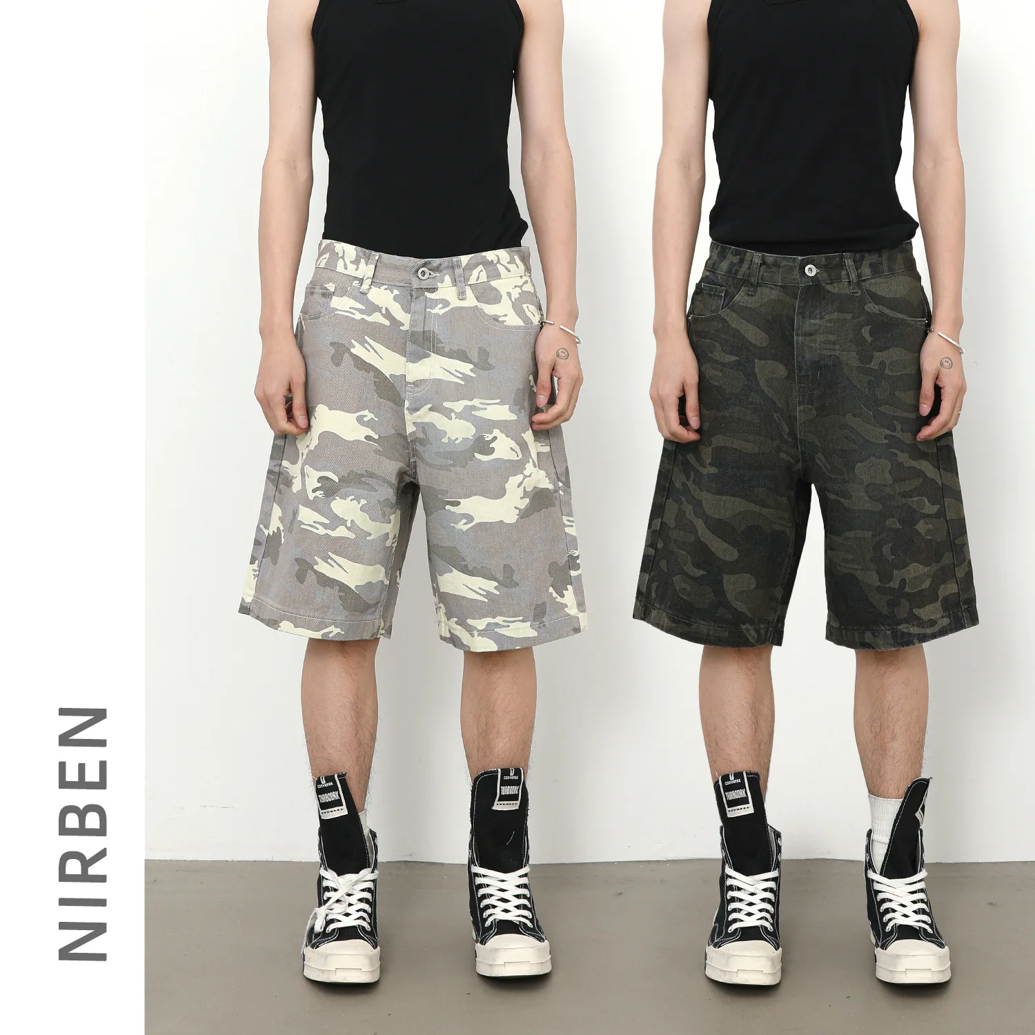 

American Summer New Fashion Men's Camouflage Casual Trendy Wide Leg Straight Knee Length Cargo Shorts Male Simple Basic Clothes