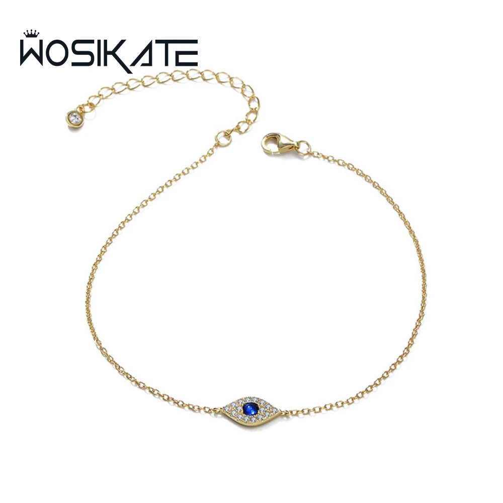 

WOSIKATE Genuine 100% 925 Sterling Silver Gold Plated Devil's Eye Bracelet For Women Set Zirconia Senior Sense Fine Jewellery