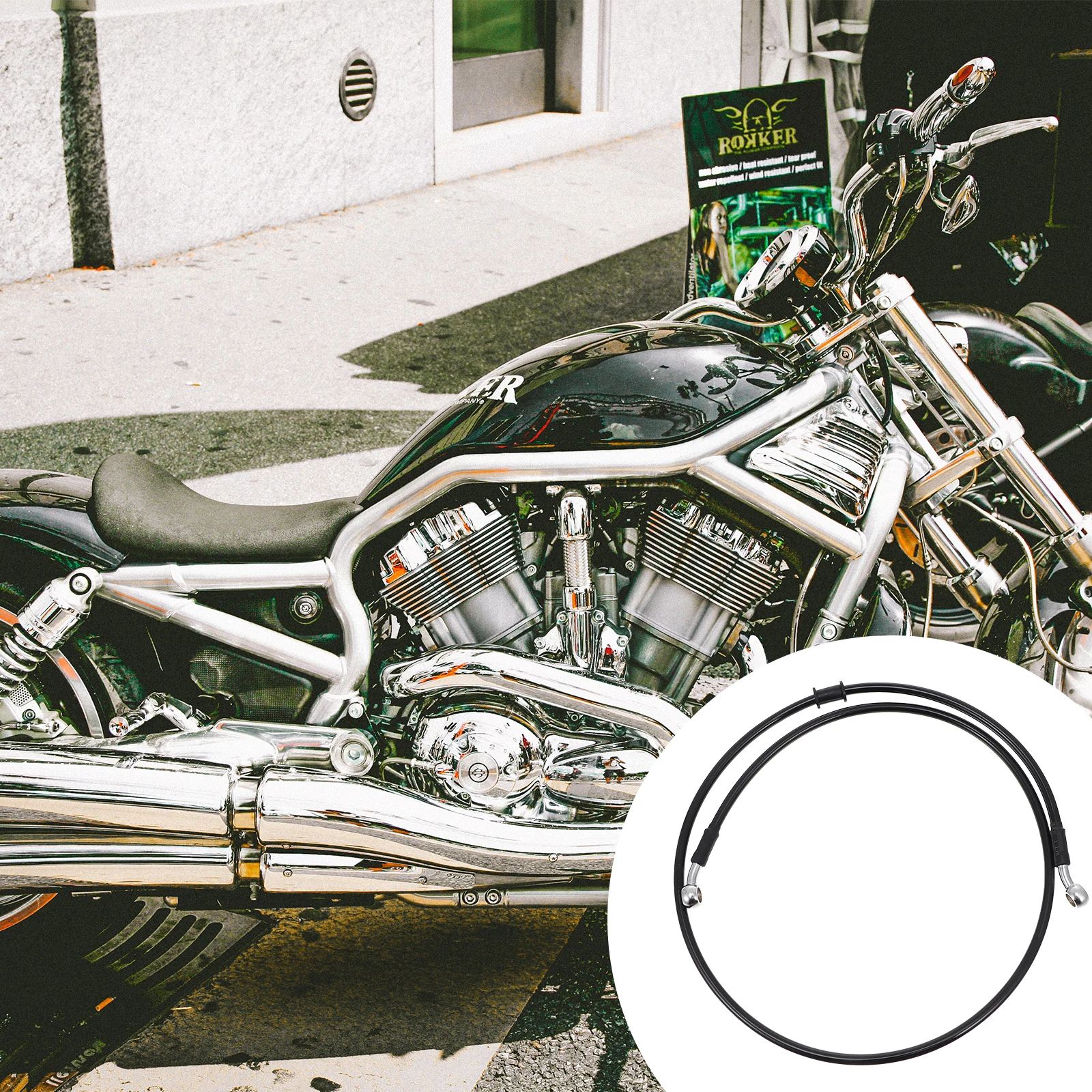 

Motorcycle Brake Hose Hydraulic Line Wire Compatible Bikes Nylon Core Iron Fittings Durable Sturdy High Performance Easy Install