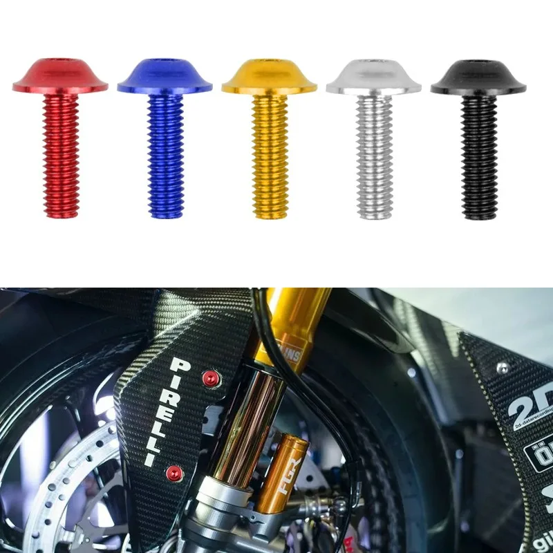 أخبار 5/6 مللي متر 5/10 قطعة مسامير المقبس السداسية ، مسامير ملونة مع غسالات ومسامير دراجة نارية تعديل جيد #1