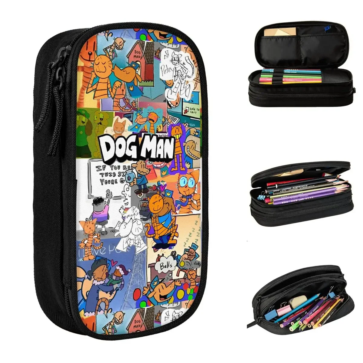 Dog Man Dogman Movie Comic Pencil Cases Fashion Cartoon Pen Bag Kids Big Capacity School Supplies Gift Pencilcases
