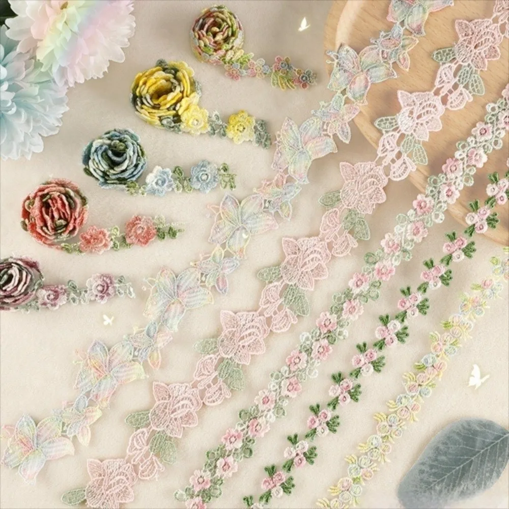 Embroidered Flower Lace Flower Ribbons Wedding Dress Sewing DIY Clothes Flower Lace Trim Multicoloured Sewing Materials