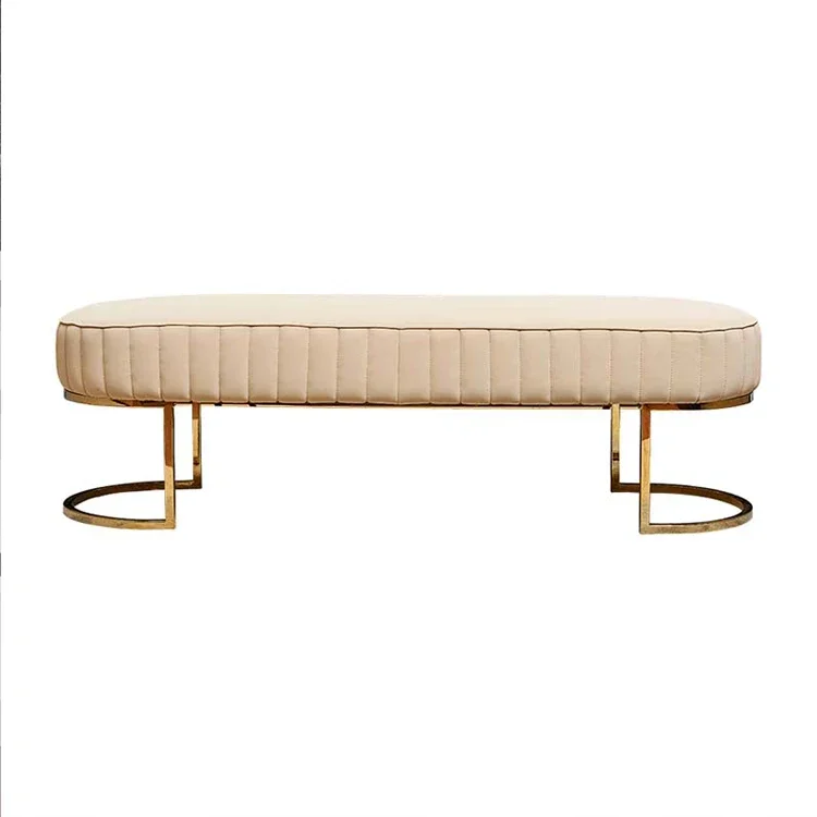 Light Luxury Bedroom Furniture Metal Bench Legs Design Velvet Benches Upholstered Bed End Stool