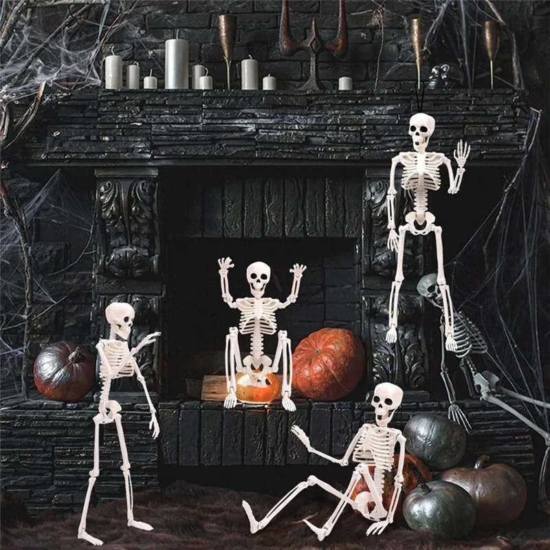 ABMR-1 Piece Halloween Skeletons Decorations Posable Plastic Skeleton Full Body Skeleton With Movable Joints White