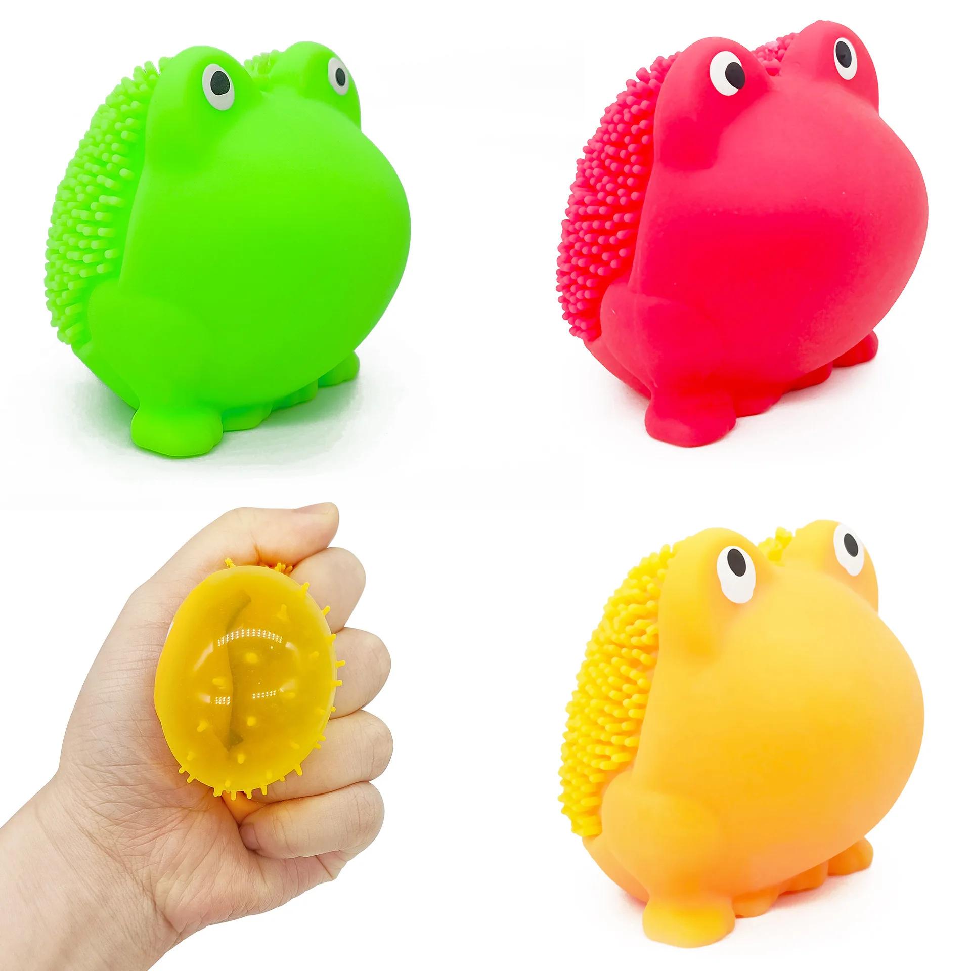 

Creative decompression TPR vent frog pinch music decompression toy 3D three-dimensional frog stretching small animal