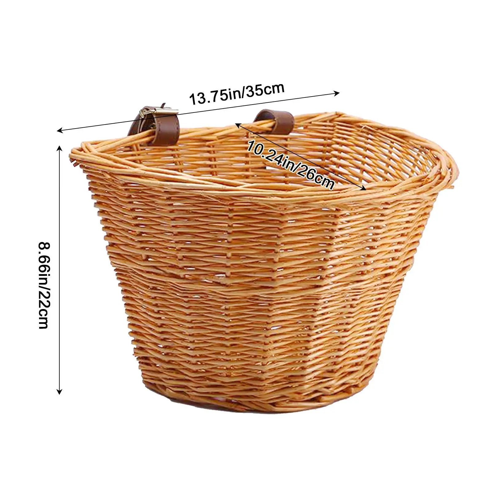 Wicker D-Shaped Bicycle Basket Portable Shopping Basket Mountain Bike Vegetable