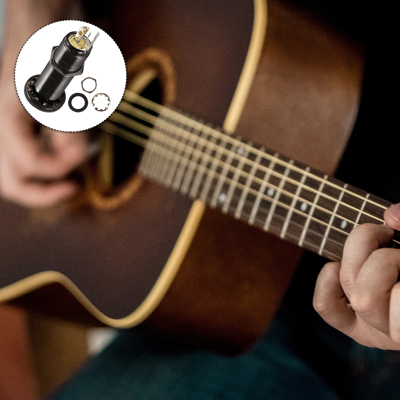 

Barrel Jack Cylinder Flush Mount Stereo Socket Replacement High Quality Durable Input Plug Socket for Electric Acoustic Guitar