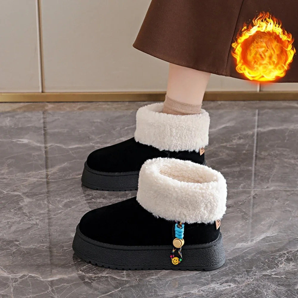 

2026 Women's Faux Fur Lined Short Snow Boots Thick Bottom Comfortable Cotton Boot Trendy Fashion Sleeve Boot Warm Cozy Fur Boot