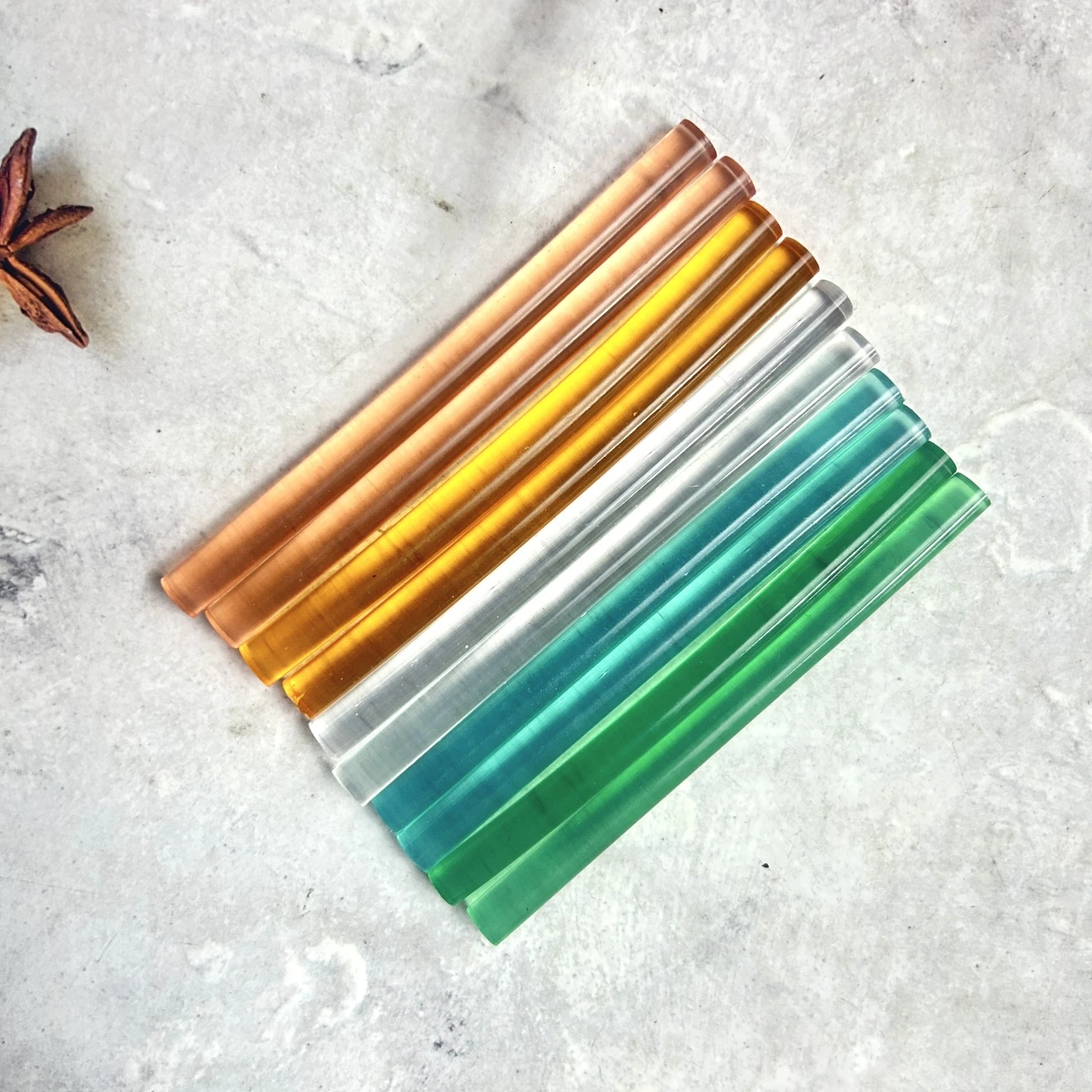 Naxilai 10 Buah Stok 7MM Warna Campuran Stik Karet Parafin Lilin Cat Api Transparan Kaca Panjang 100Mm
