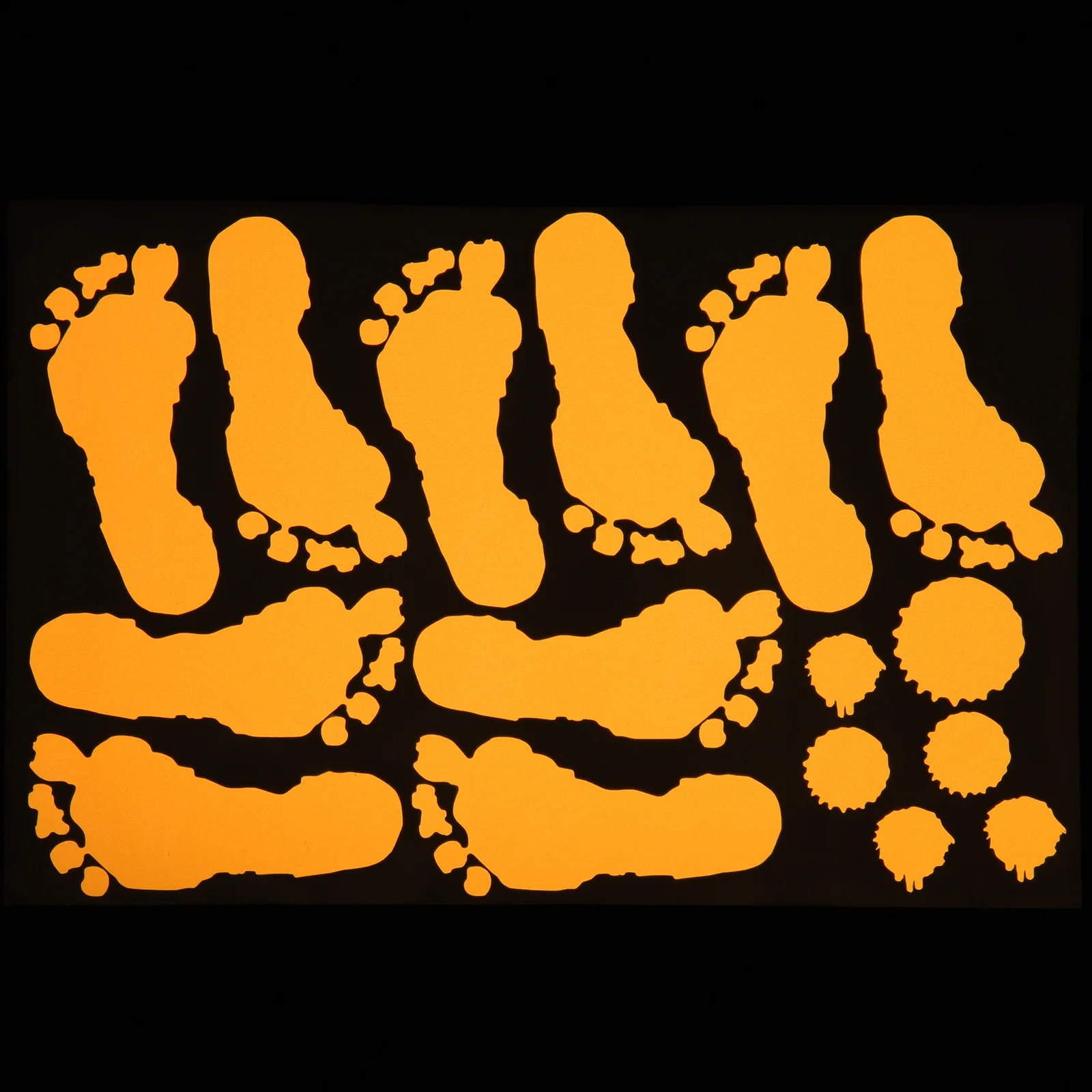 ملصق حائط يتوهج في بصمة اليد للهالوين من مادة PVC لتزيين نافذة مخيفة موضوع رعب فلورسنت