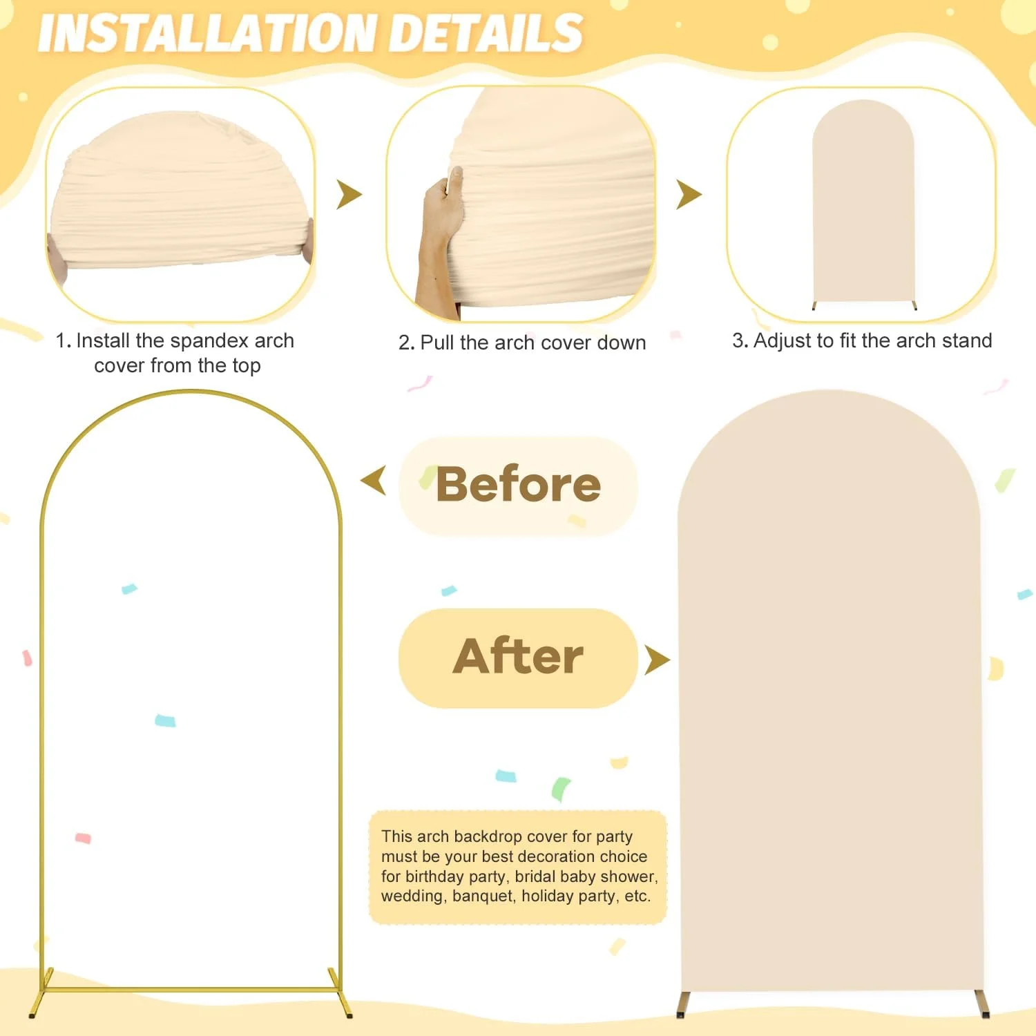 غطاء خلفية على شكل قوس بالون من الألياف اللدنة، غطاء حامل خلفية للصور لحفلات الزفاف وحفلات أعياد الميلاد وحفلات أعياد الميلاد/وردي + لون البشرة