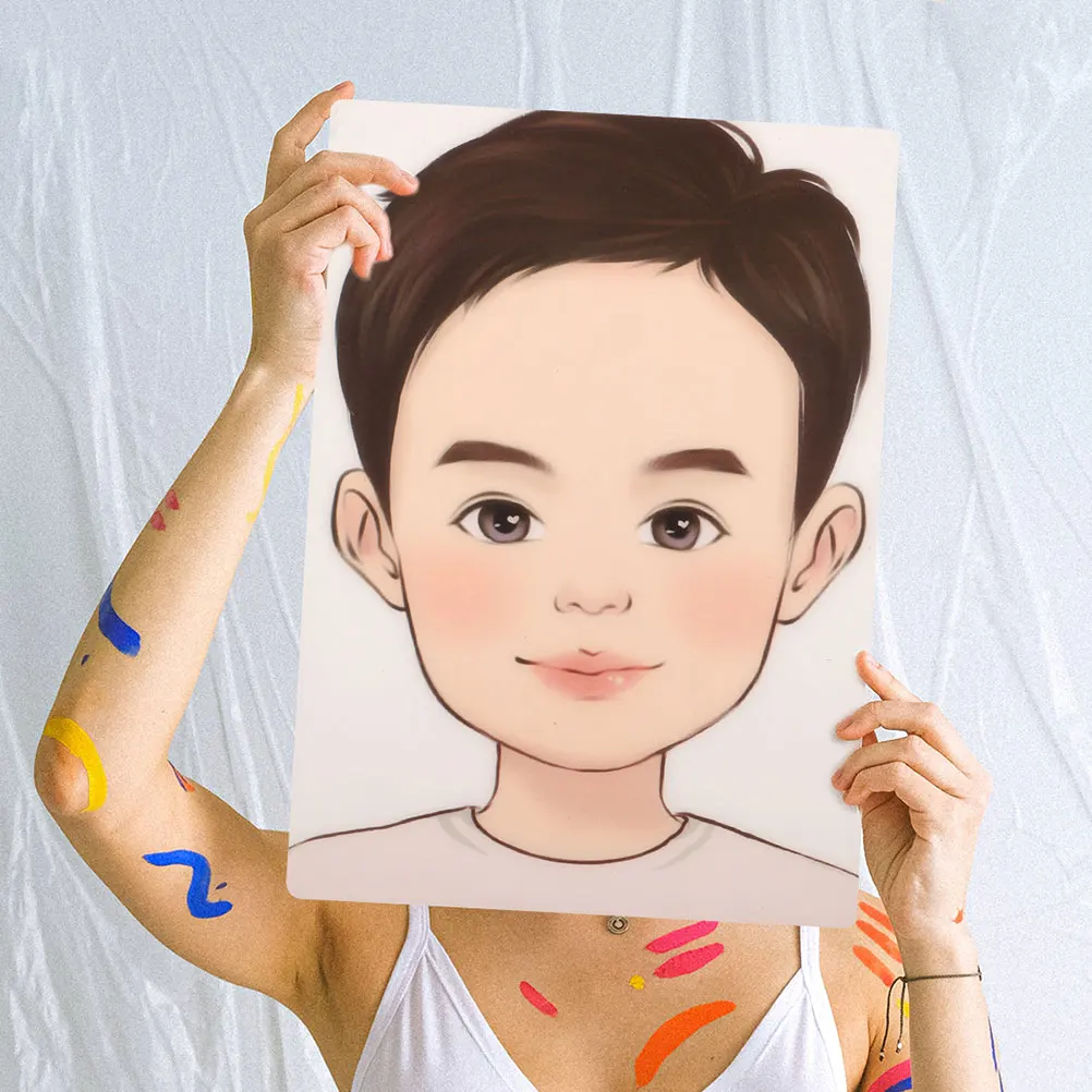 

2 pcs Silicone Painting Practice Board Reusable Makeup Mannequin Head Realistic Human Face Template Face Paint Supplies Eyelash