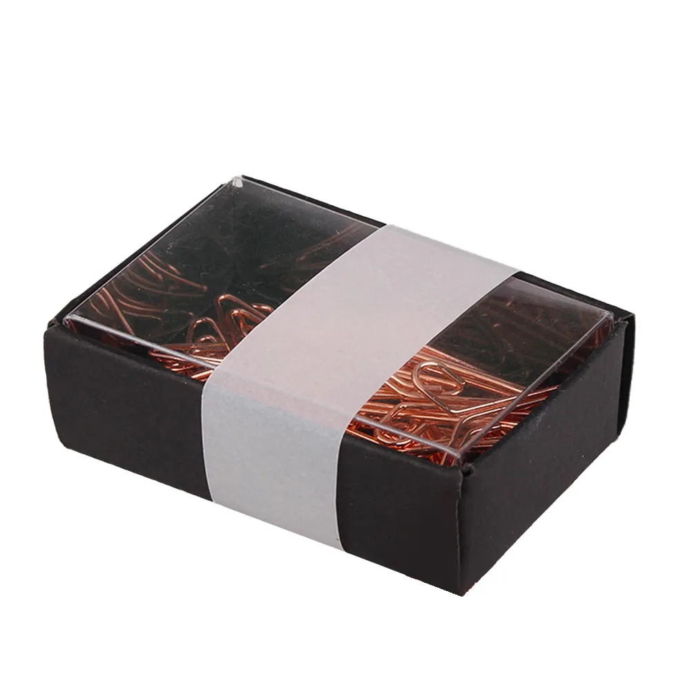 1 Box Paper Clips Metal Creative Hanger Shape Note Clips Portable Bookmark Clamps Rose Gold Random Color Paper Clamps