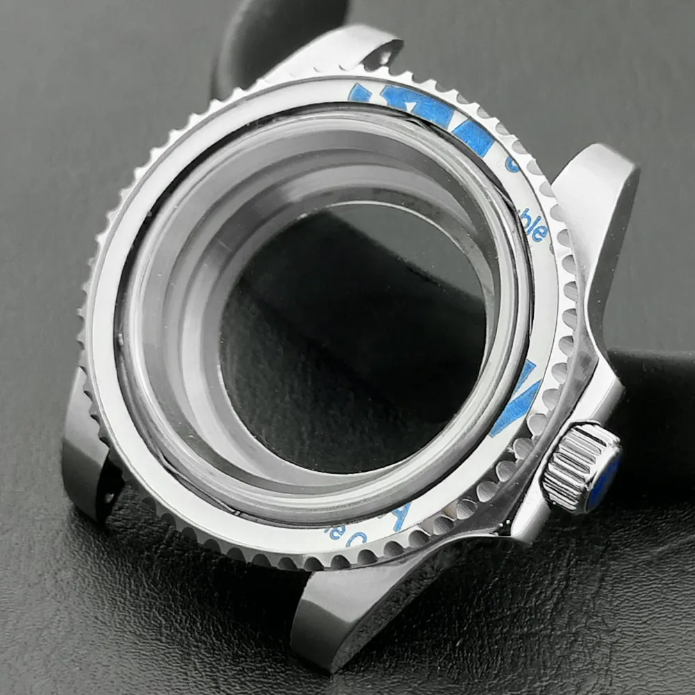 40.5 مللي متر الفرعية صالح NH-35-36 حركة الرجال الفضة حالة الياقوت ساعة صندوق معدني 50 متر مقاوم للماء أجزاء الساعة والاكسسوارات