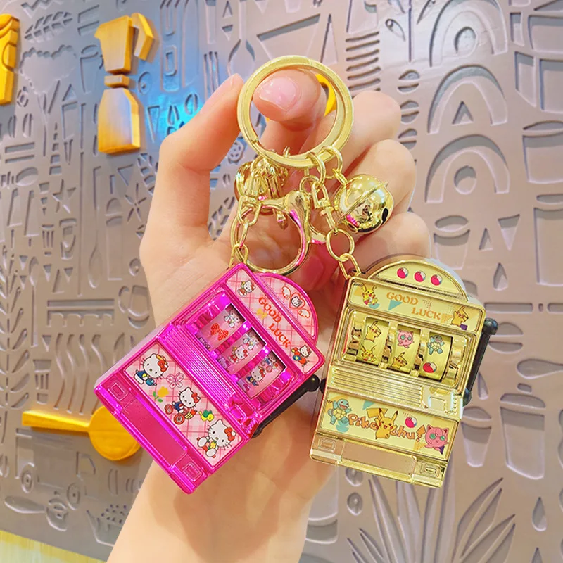 Porte-clés de dessin animé Pokemon Pikachu, Mini Machine à fruits, ornement rétro, Machine à bascule, accessoires de sac Anime, cadeau