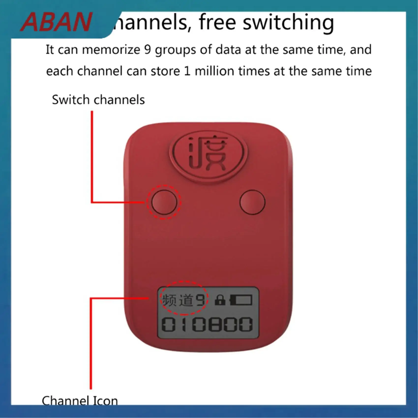 ABAN 3X Mini Digital LCD Anillo de Dedo Electrónico Contador de Cuentas de Mano Contadores Recargables de 6 Dígitos Clicker-Negro