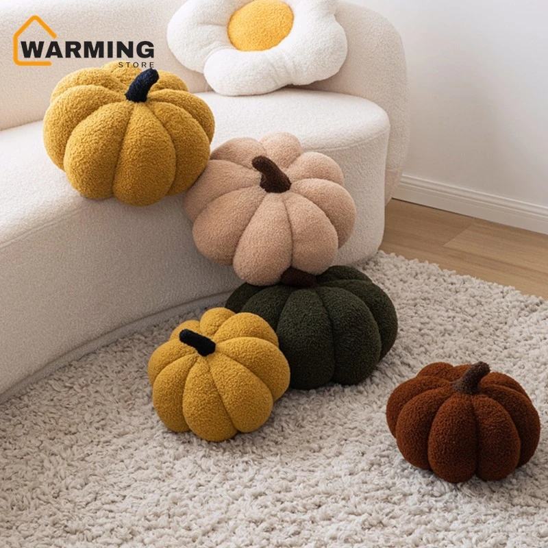 

Warming Halloween Decor Ins Style Pumpkin Plush Pillow With Lamb Fleece Drifting Window Sofa Pillow Comfortable Cute Toys New