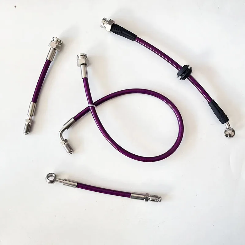 AN3 Stainless Steel Braided Motorcycle Hydraulic Brake Hose Pipe Line Reinforced Car Brake Clutch Oil Line Female M10x1 90° Male