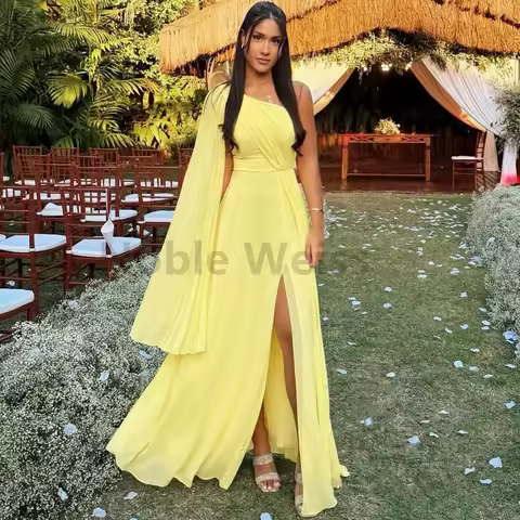 One Shoulder Chiffon Evening Dress A-LINE Floor-Length Prom Party Gown Women Formal Customize