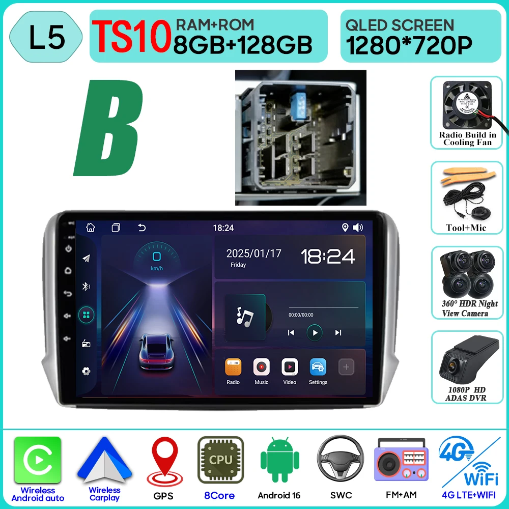 Android 16 GPS Navigatie Voor Peugeot 2008 208 Serie 2012 - 2018 Carplay Autoradio Multimedia Speler Stereo Video BT 2 k Scherm