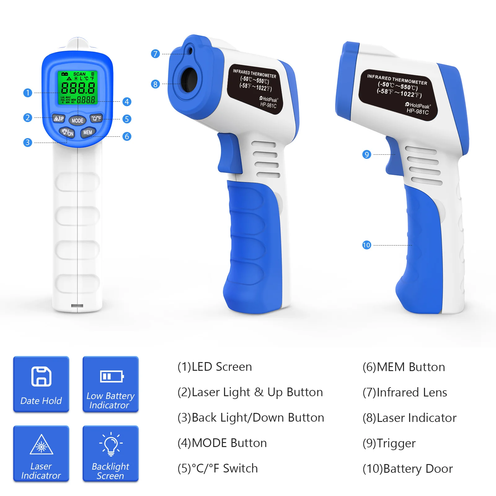 Infraroodthermometer -50 ℃ ~55 - Industrial Laser Temperature recensie en prijs