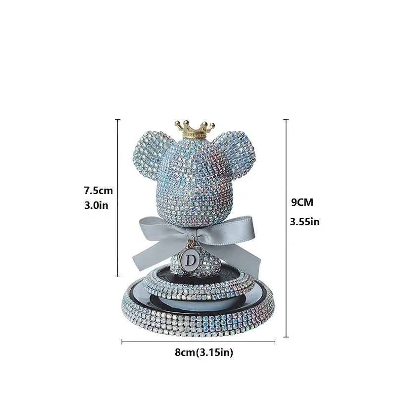 Sparkling Diamond Crown Bear Car Ornament: Add a Touch of Luxury to Your Car\'s Center Console!