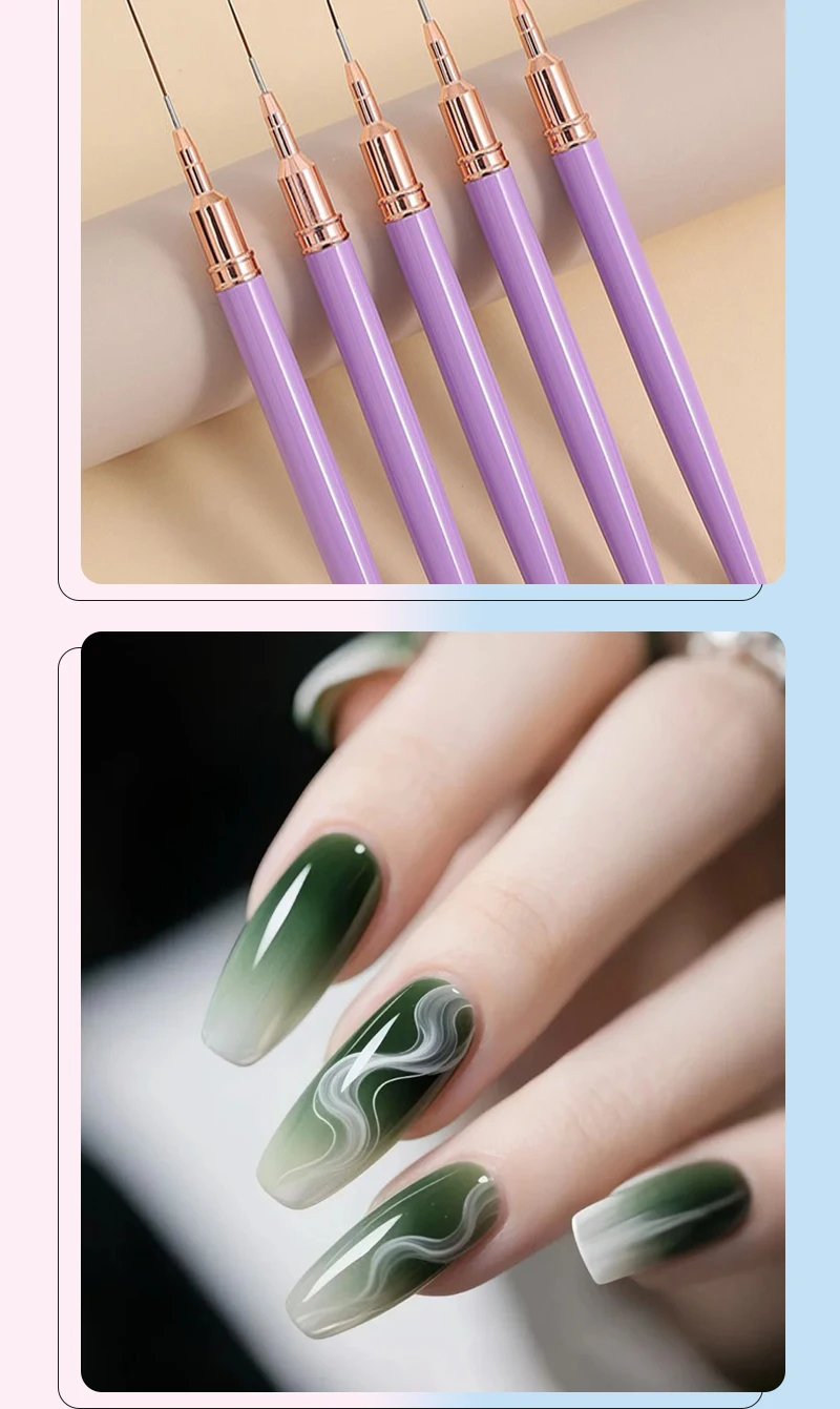 5 stücke Nail art Liner Pinsel Set UV Gel Nagel Pinsel Kits Französisch Streifen Linie Malerei Zeichnung Blume Stift Professionelle maniküre Werkzeug – Detail 10