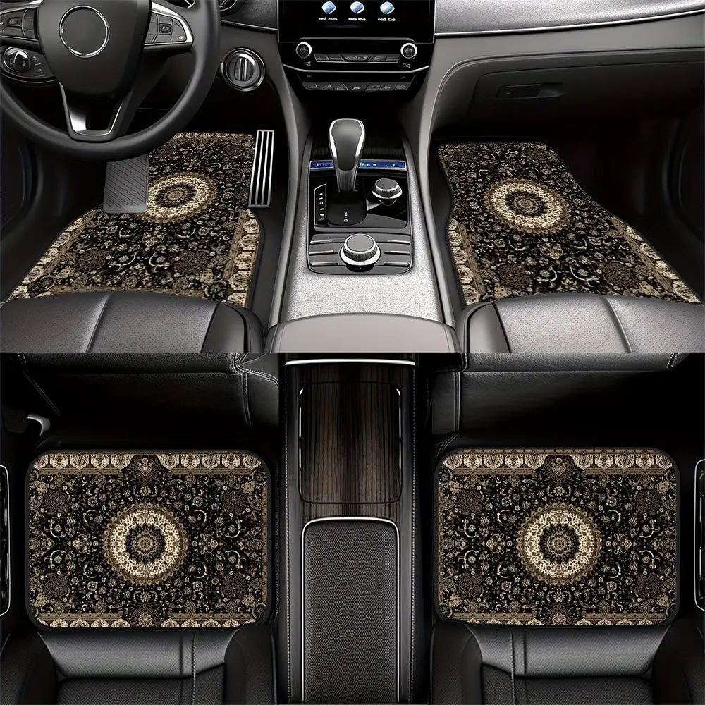 

2pcs/4pcs Bohemian Retro Red Car Floor Mat Set - Durable Easy-Clean Polyester Material, Suitable For All Models - Interior Acces