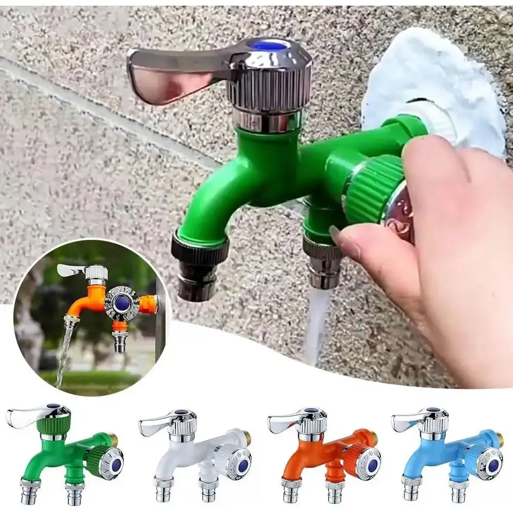 Dual Valves Water Tap,Universal Two-Way Water Faucet Splitter,One In Two Out Antifreeze And High-Temperature Resistant Faucet